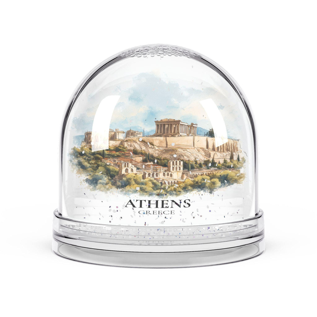 Athens Greece Snow Globe, Personalized Watercolor, Custom Travel Souvenir Keepsake City Dome