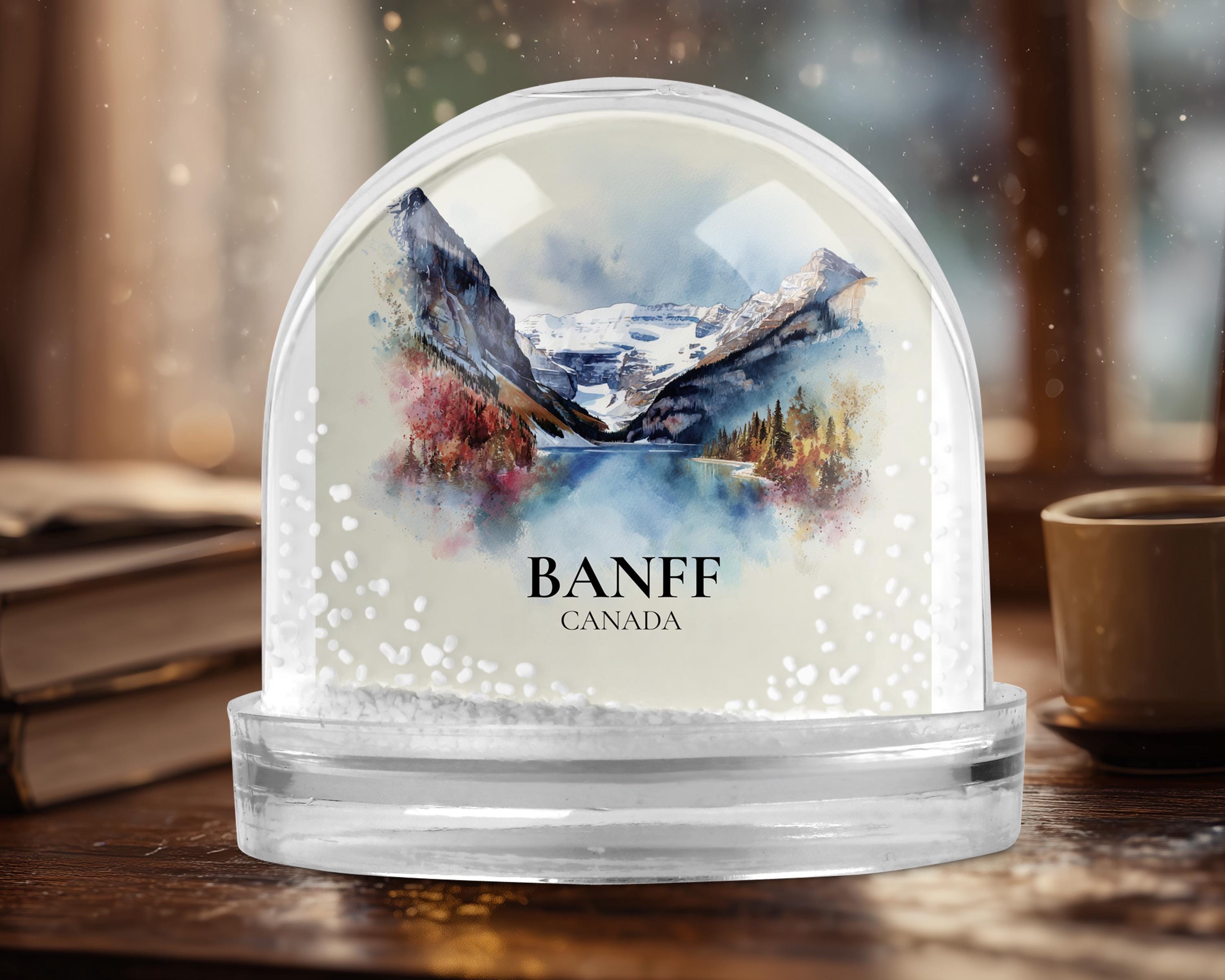 Banff National Park Canada Snow Globe, Personalized Watercolor, Custom Travel Souvenir Keepsake City Dome