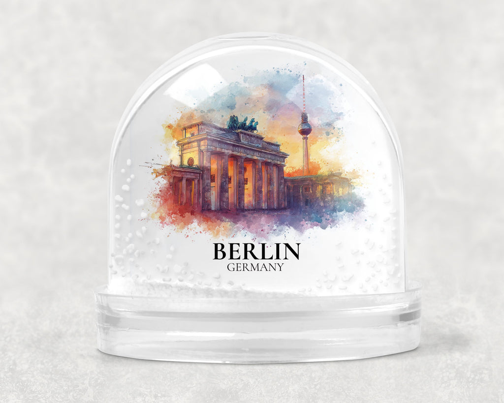 Berlin Germany Snow Globe, Personalized Watercolor, Custom Travel Souvenir Keepsake City Dome