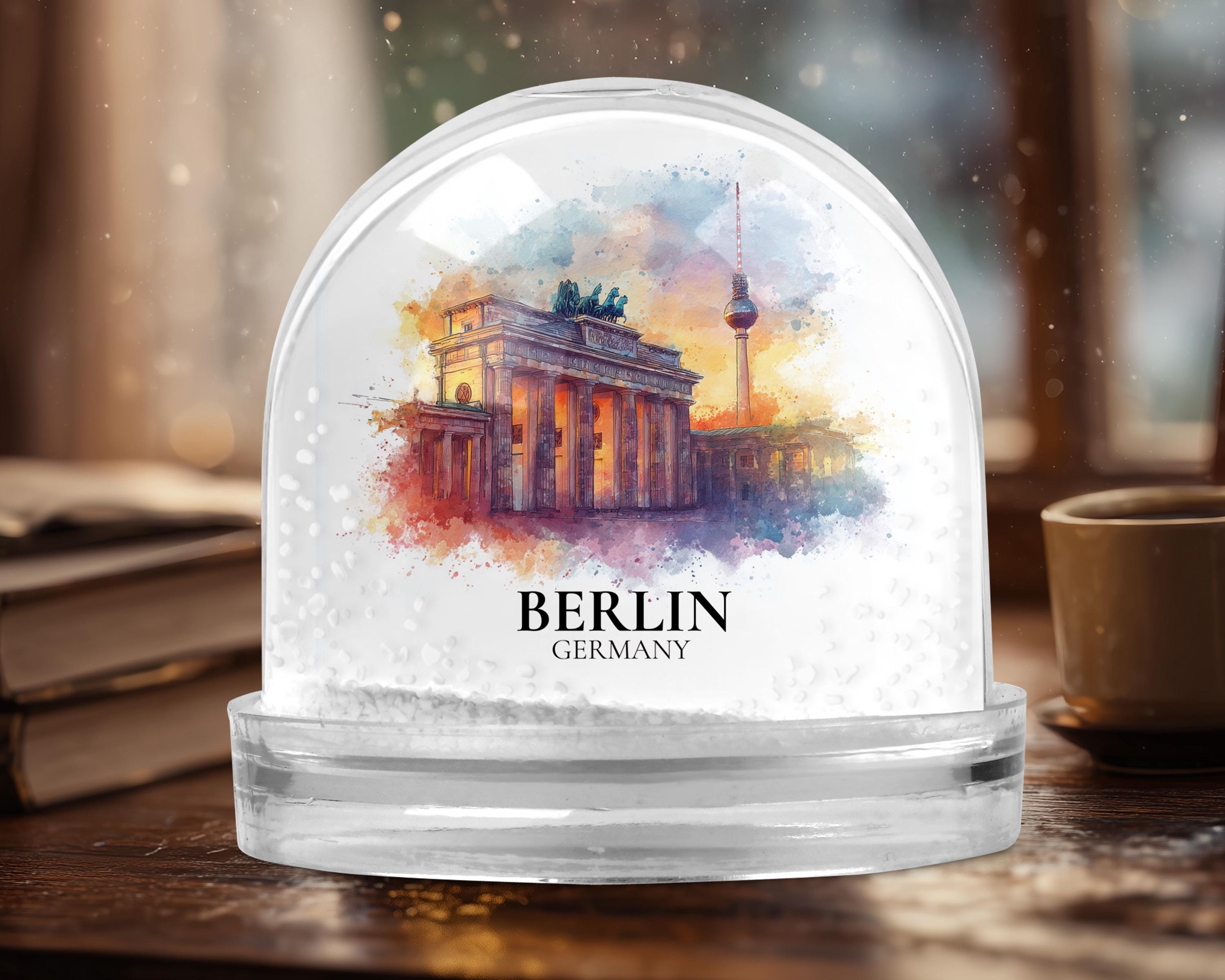 Berlin Germany Snow Globe, Personalized Watercolor, Custom Travel Souvenir Keepsake City Dome