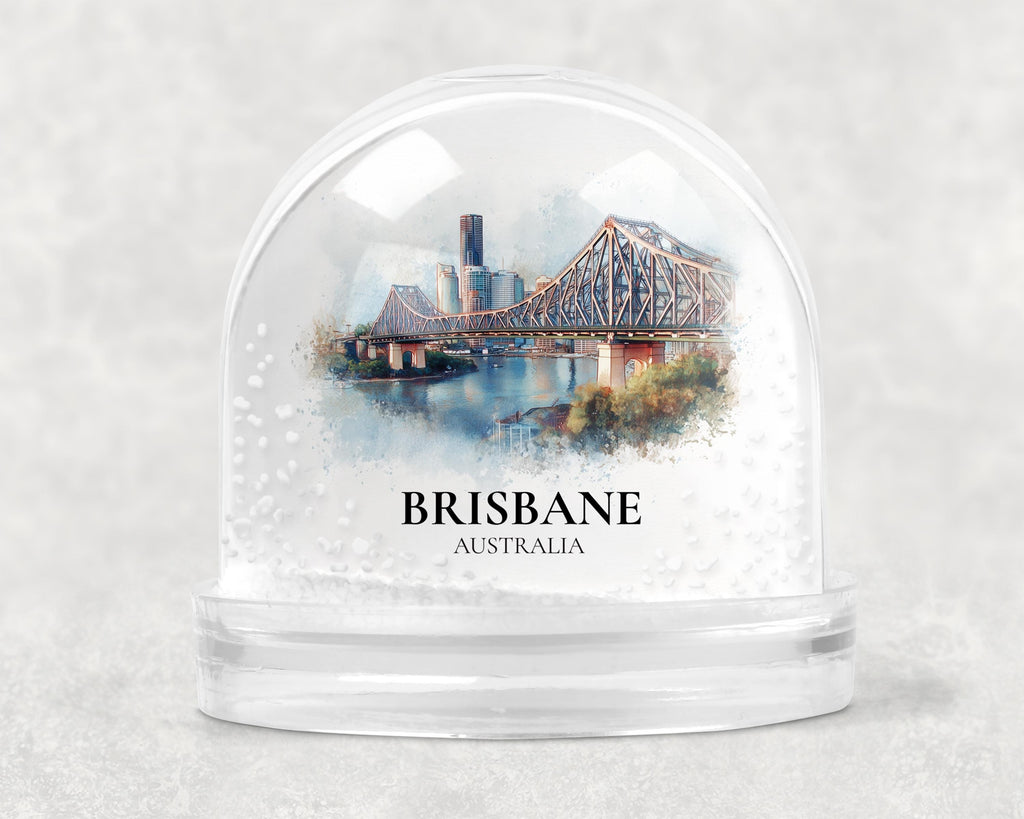 Brisbane Australia Snow Globe, Personalized Watercolor, Custom Travel Souvenir Keepsake City Dome