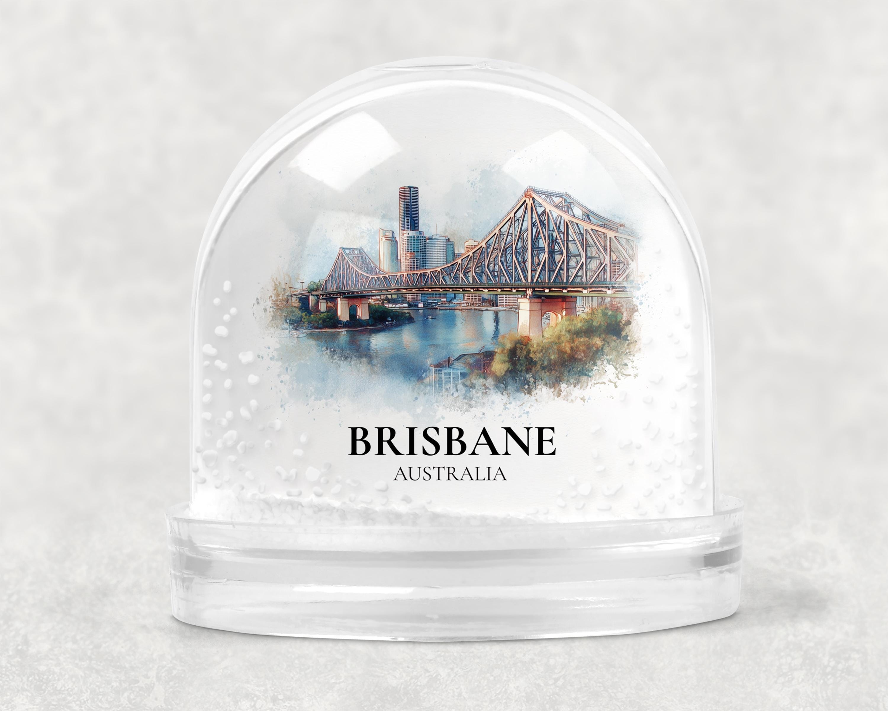 Brisbane Australia Snow Globe, Personalized Watercolor, Custom Travel Souvenir Keepsake City Dome
