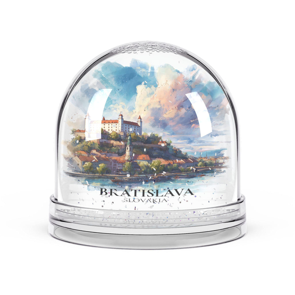 Bratislava Slovakia Snow Globe, Personalized Watercolor, Custom Travel Souvenir Keepsake City Dome
