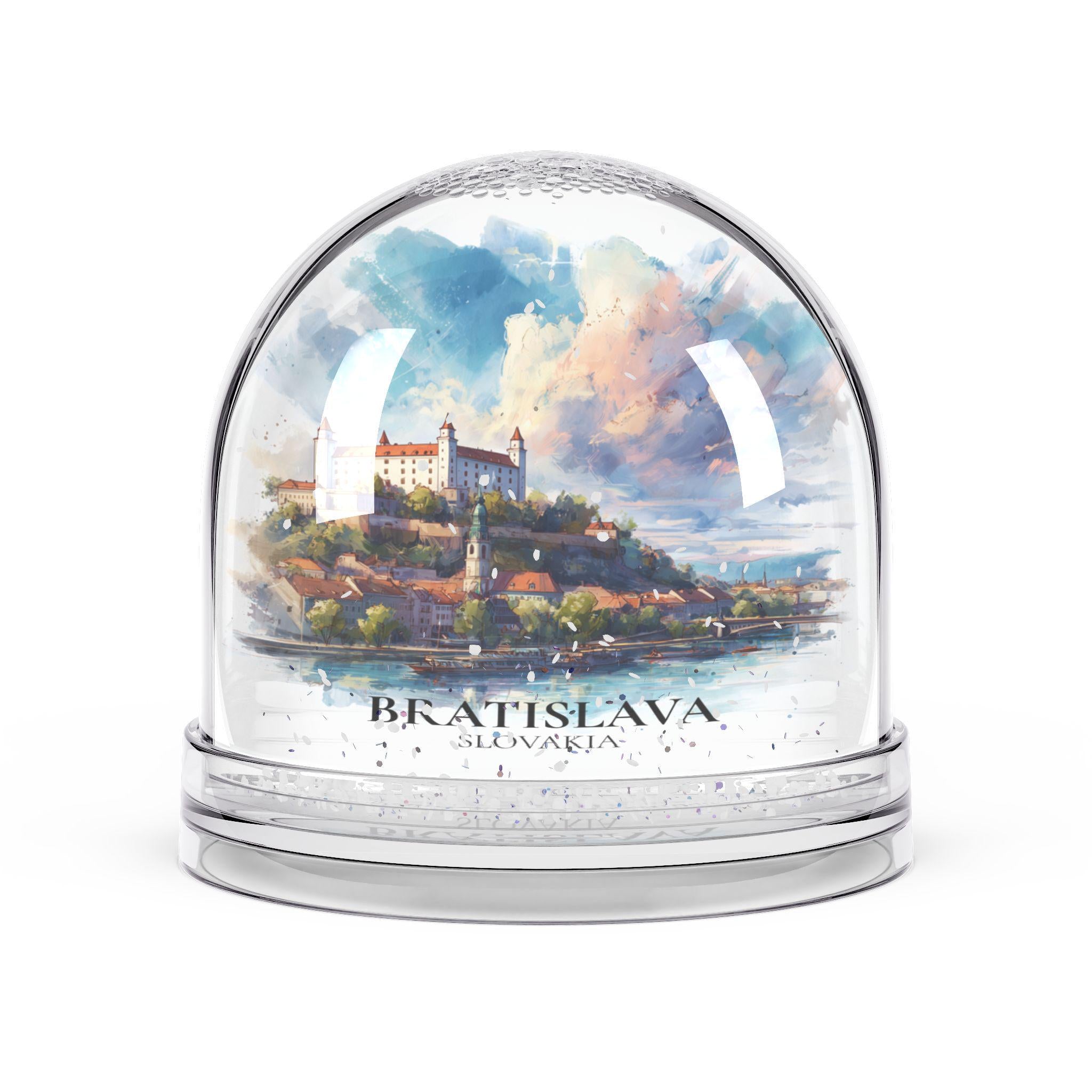 Bratislava Slovakia Snow Globe, Personalized Watercolor, Custom Travel Souvenir Keepsake City Dome