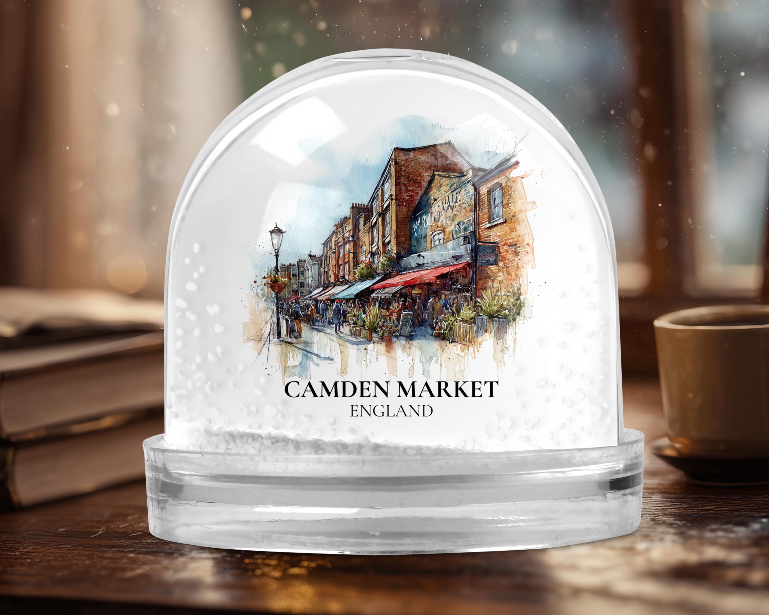 Camden Market England Snow Globe, Personalized Watercolor, Custom Travel Souvenir Keepsake City Dome