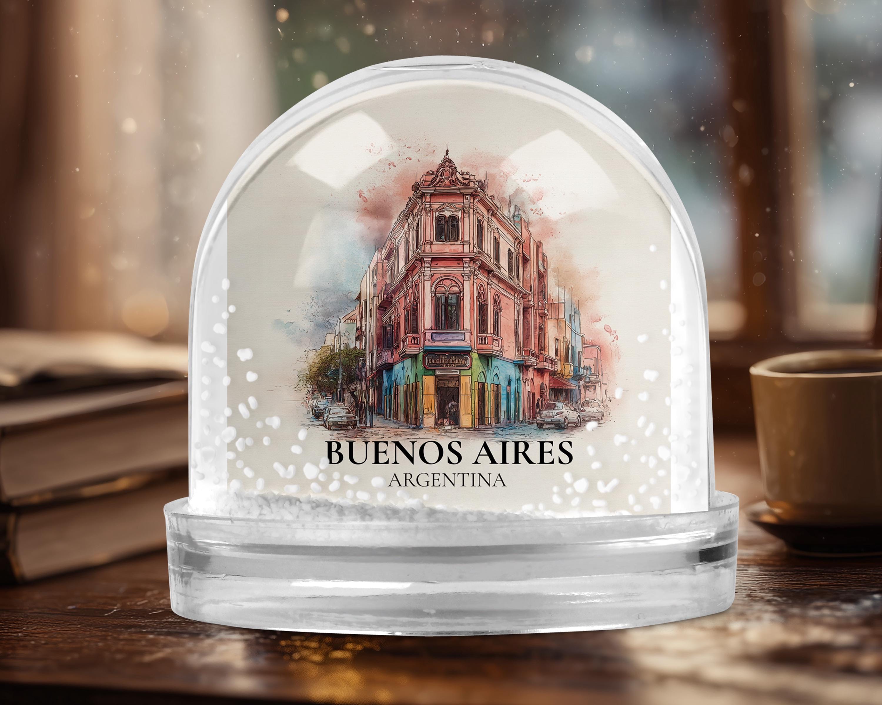 Buenos Aires Argentina Snow Globe, Personalized Watercolor, Custom Travel Souvenir Keepsake City Dome