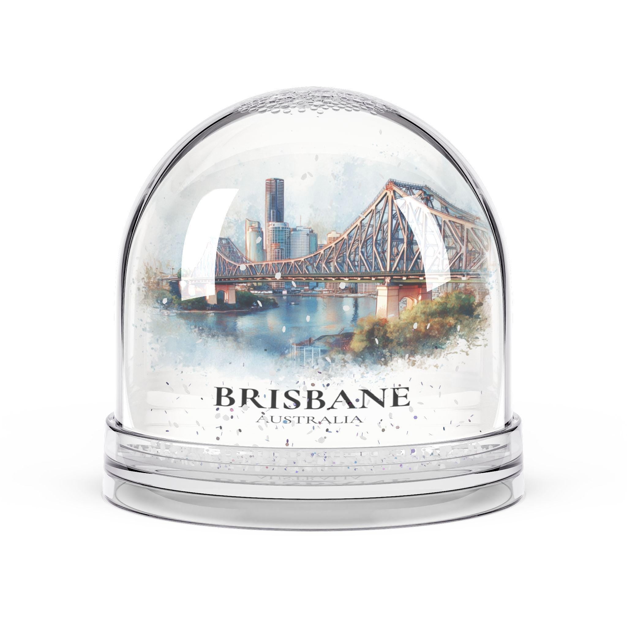 Brisbane Australia Snow Globe, Personalized Watercolor, Custom Travel Souvenir Keepsake City Dome