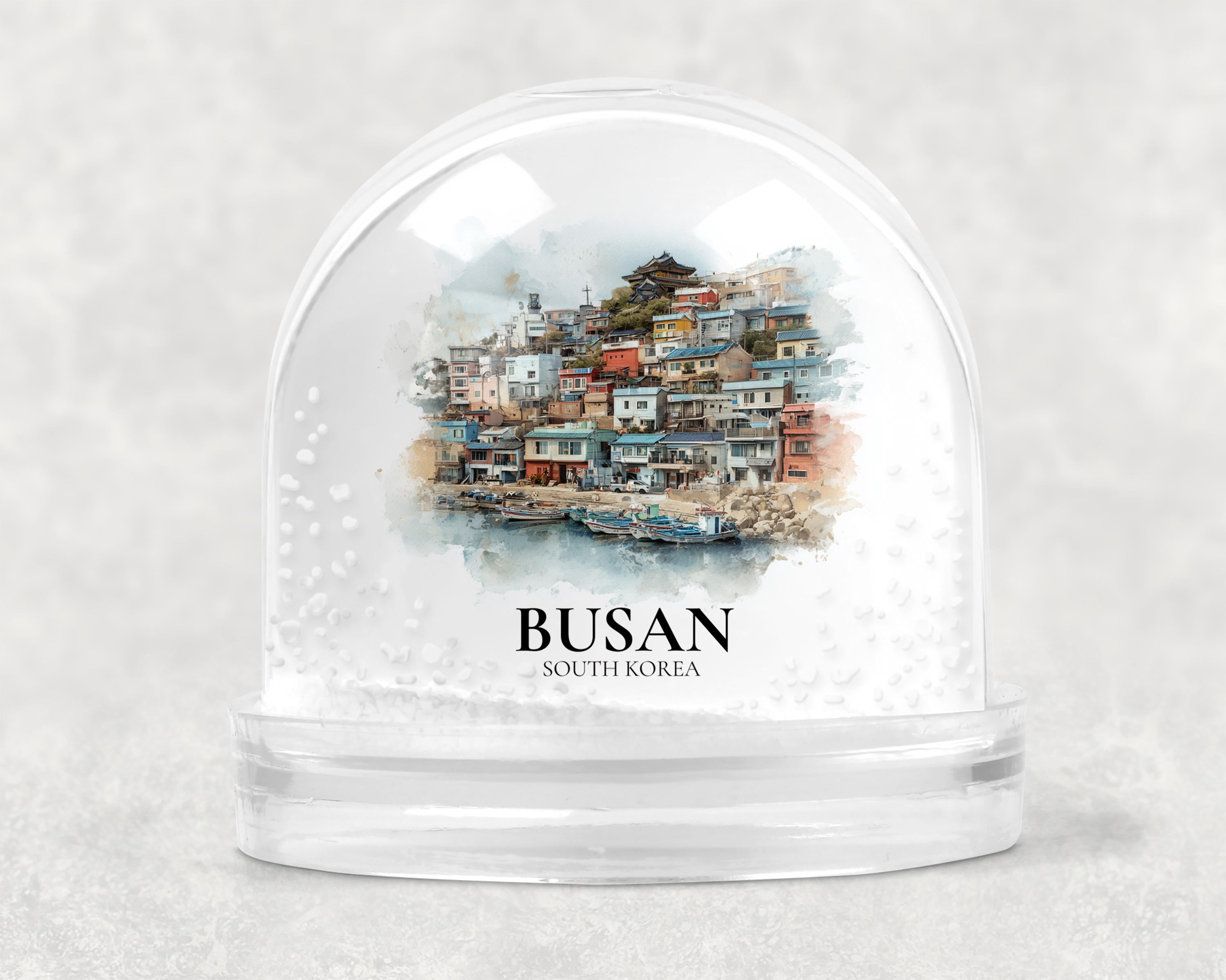 Busan South Korea Snow Globe, Personalized Watercolor, Custom Travel Souvenir Keepsake City Dome