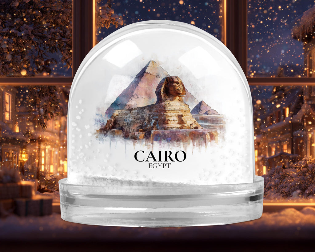 Cairo Egypt Snow Globe, Personalized Watercolor, Custom Travel Souvenir Keepsake City Dome