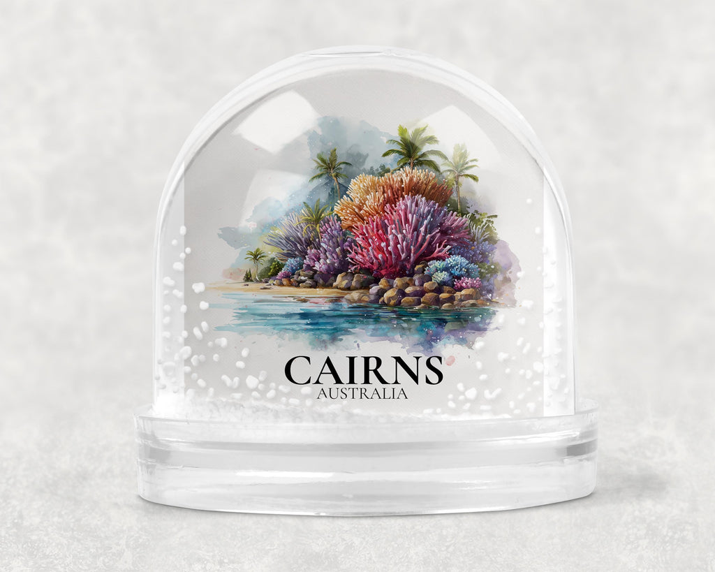 Cairns Australia Snow Globe, Personalized Watercolor, Custom Travel Souvenir Keepsake City Dome