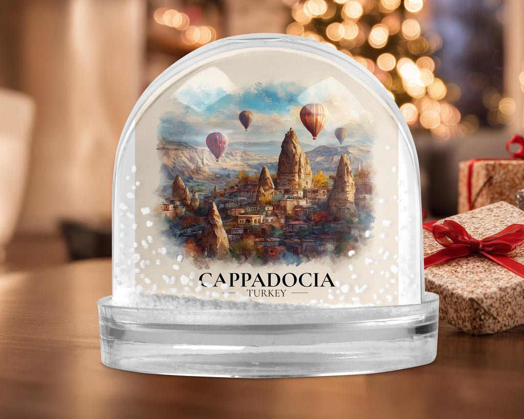 Cappadocia Snow Globe Turkey , Personalized Watercolor, Custom Travel Souvenir Keepsake City Dome