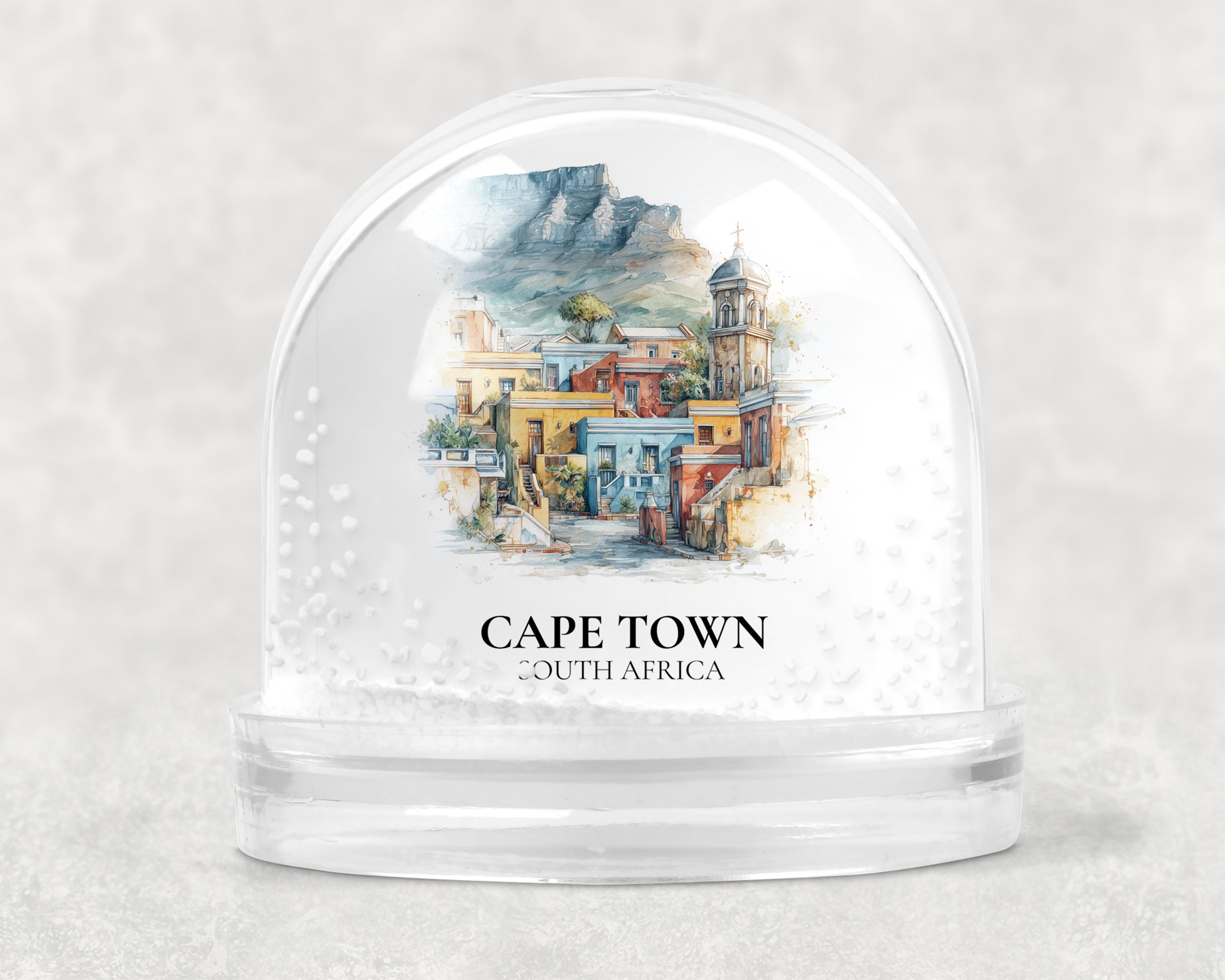Cape Town Snow Globe South Africa, Personalized Watercolor, Custom Travel Souvenir Keepsake City Dome