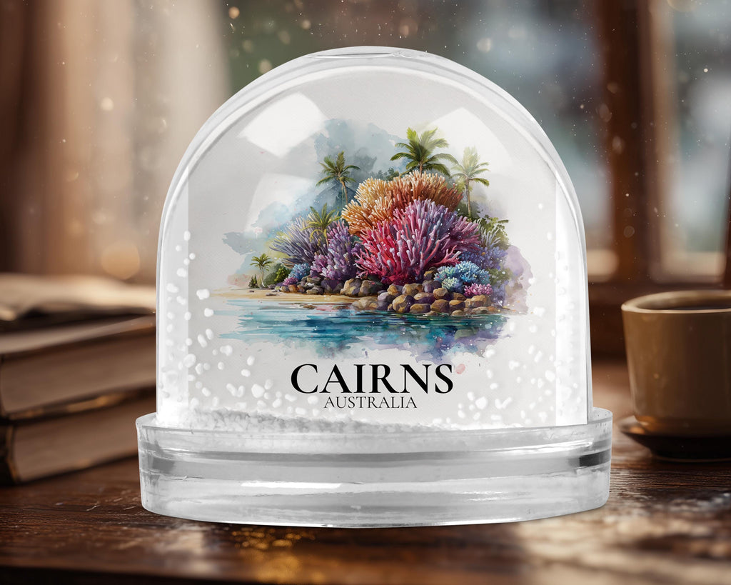 Cairns Australia Snow Globe, Personalized Watercolor, Custom Travel Souvenir Keepsake City Dome