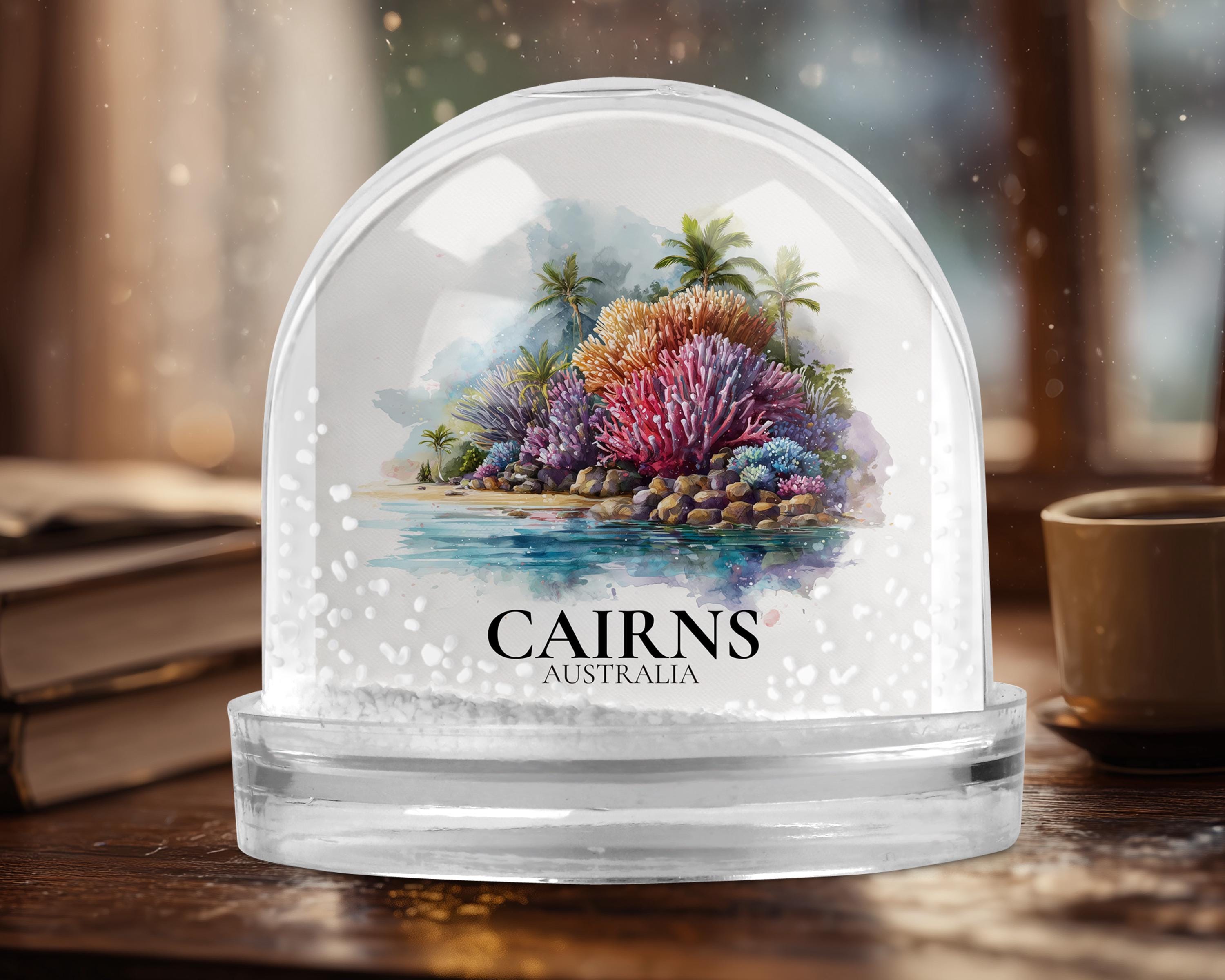 Cairns Australia Snow Globe, Personalized Watercolor, Custom Travel Souvenir Keepsake City Dome