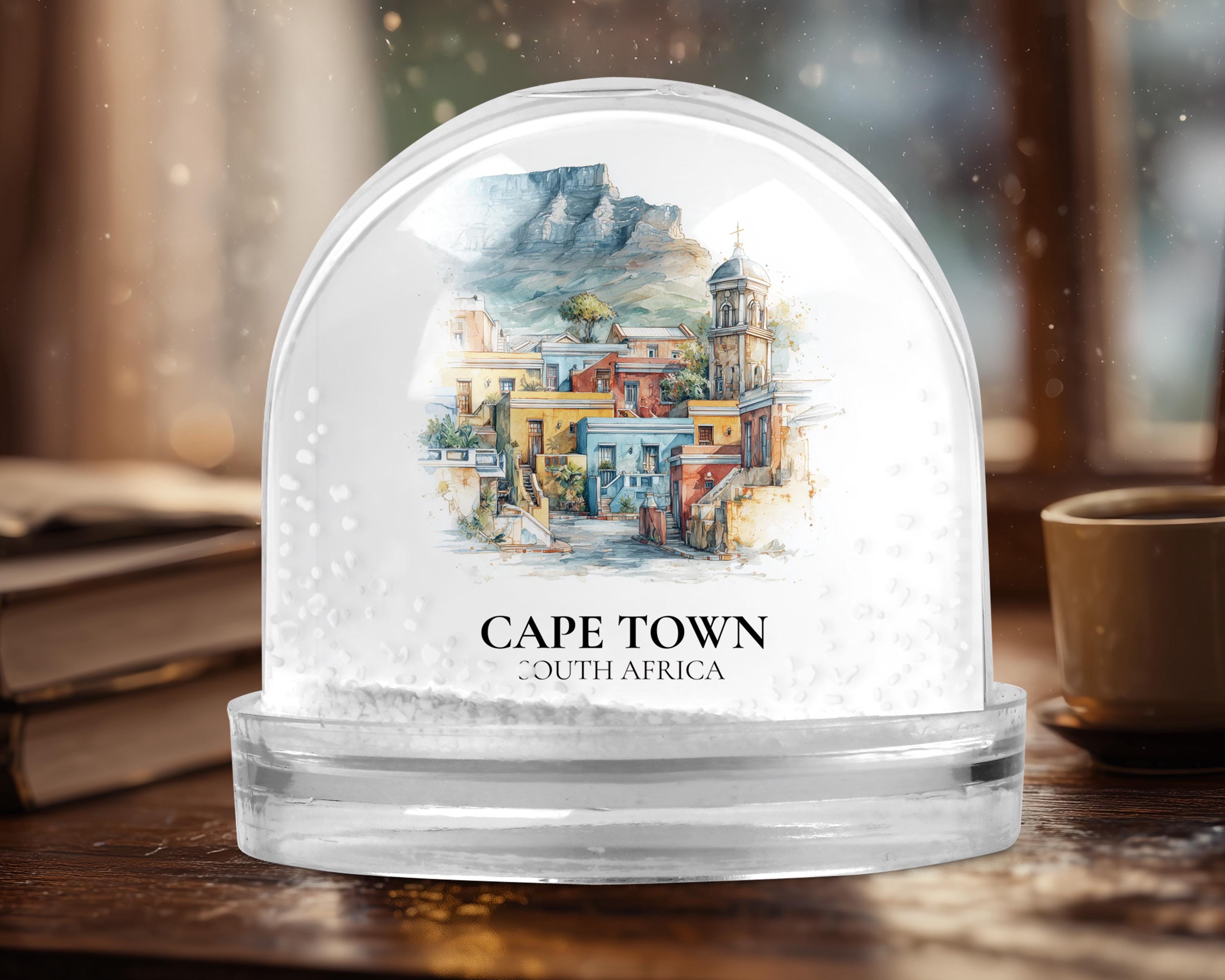 Cape Town Snow Globe South Africa, Personalized Watercolor, Custom Travel Souvenir Keepsake City Dome