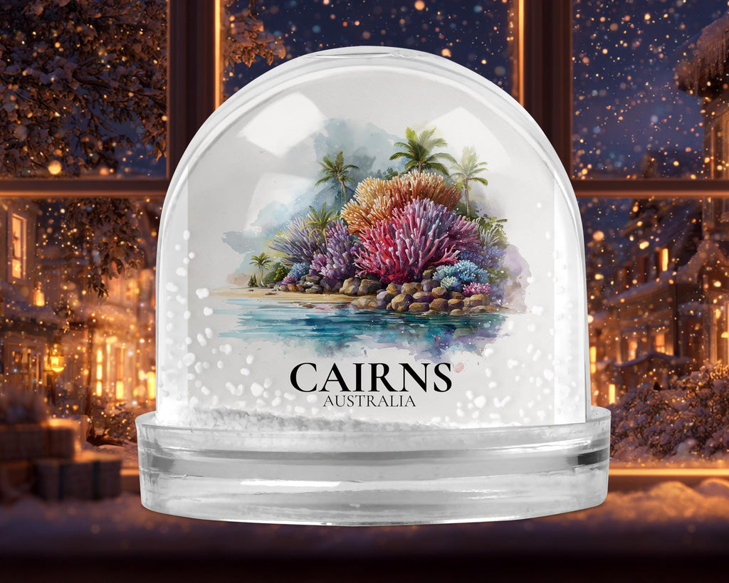 Cairns Australia Snow Globe, Personalized Watercolor, Custom Travel Souvenir Keepsake City Dome