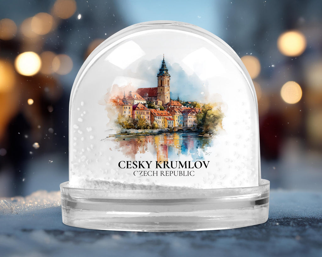 Cesky Krumlov Czech Republic Snow Globe, Personalized Watercolor, Custom Travel Souvenir Keepsake City Dome