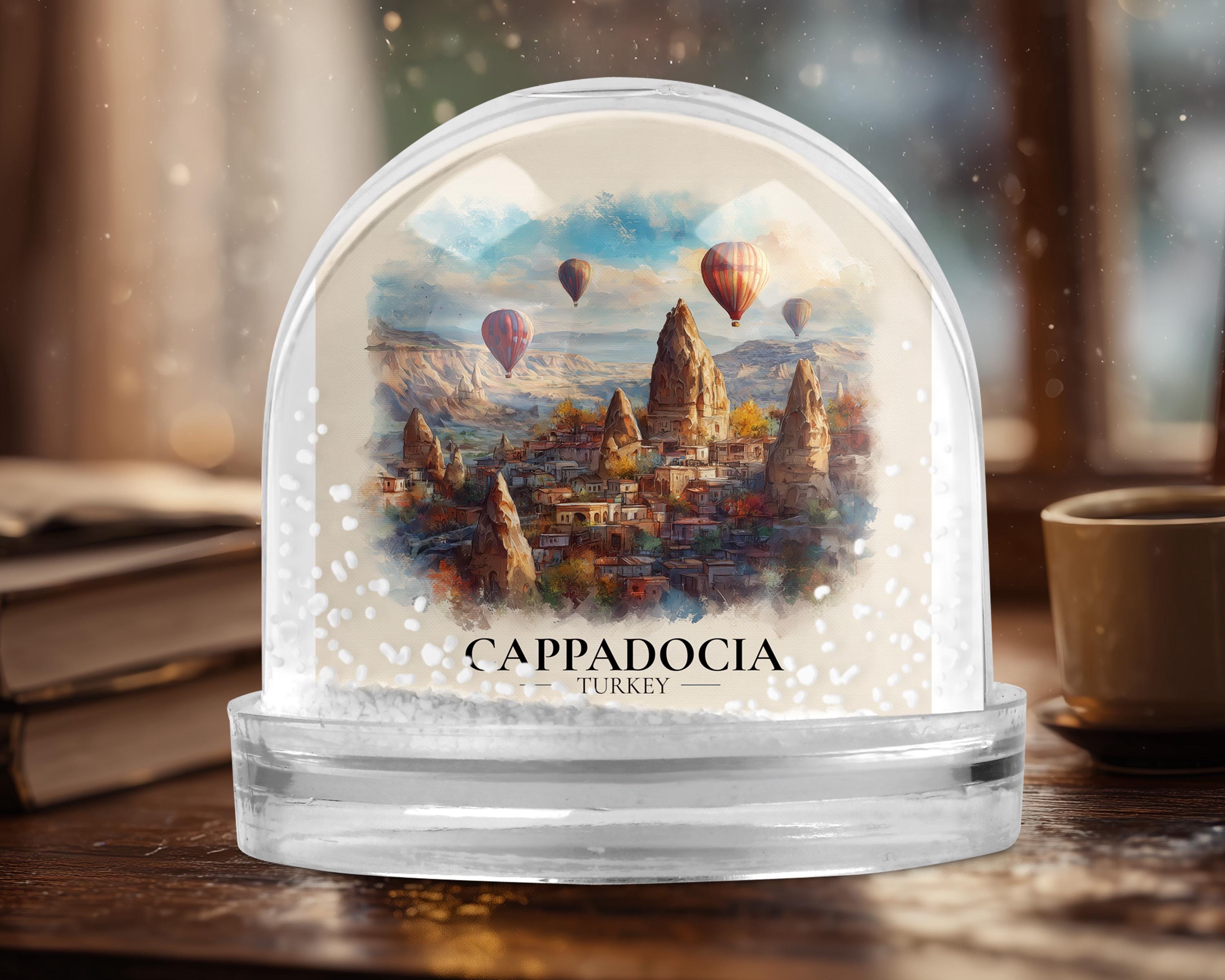 Cappadocia Snow Globe Turkey , Personalized Watercolor, Custom Travel Souvenir Keepsake City Dome