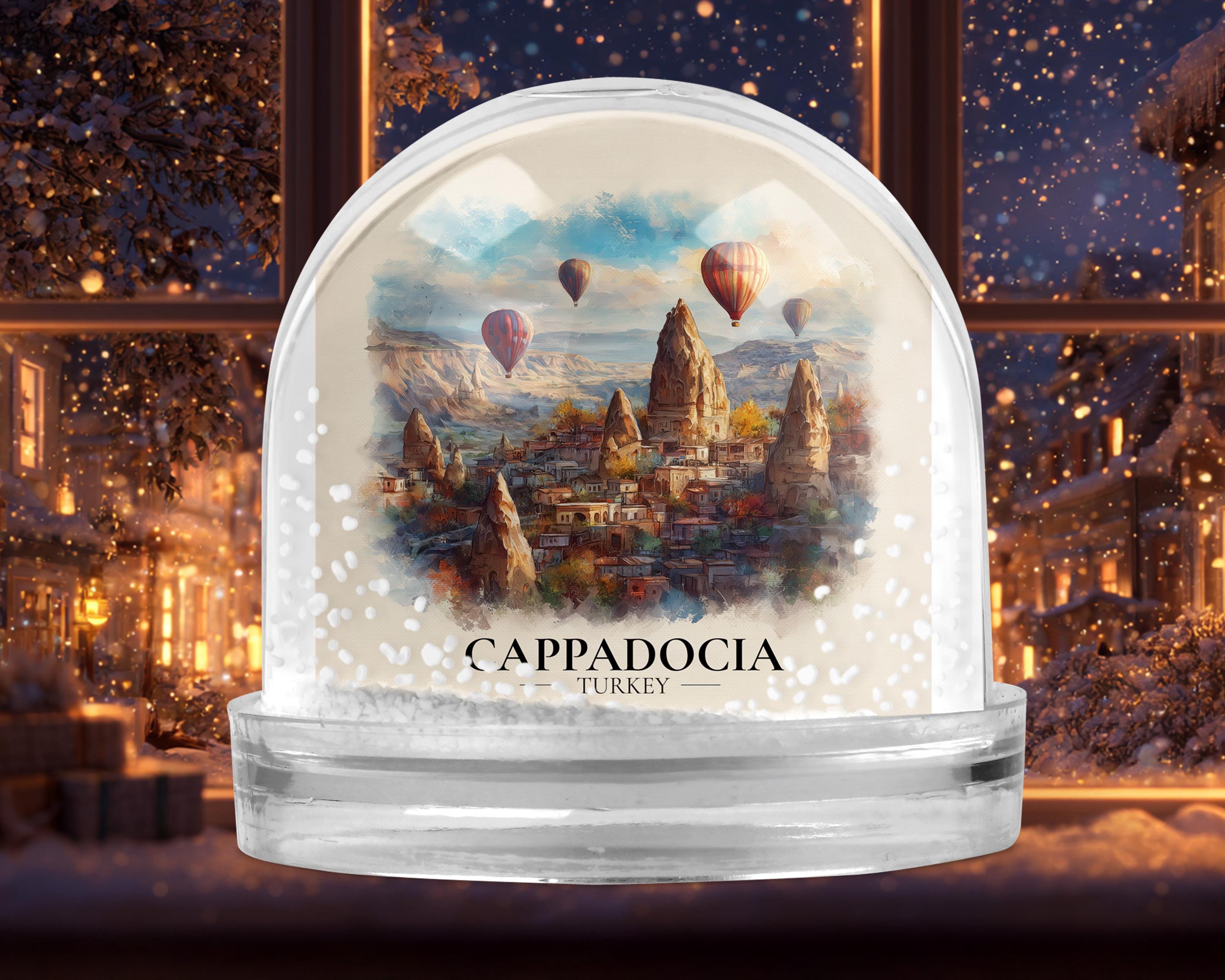 Cappadocia Snow Globe Turkey , Personalized Watercolor, Custom Travel Souvenir Keepsake City Dome