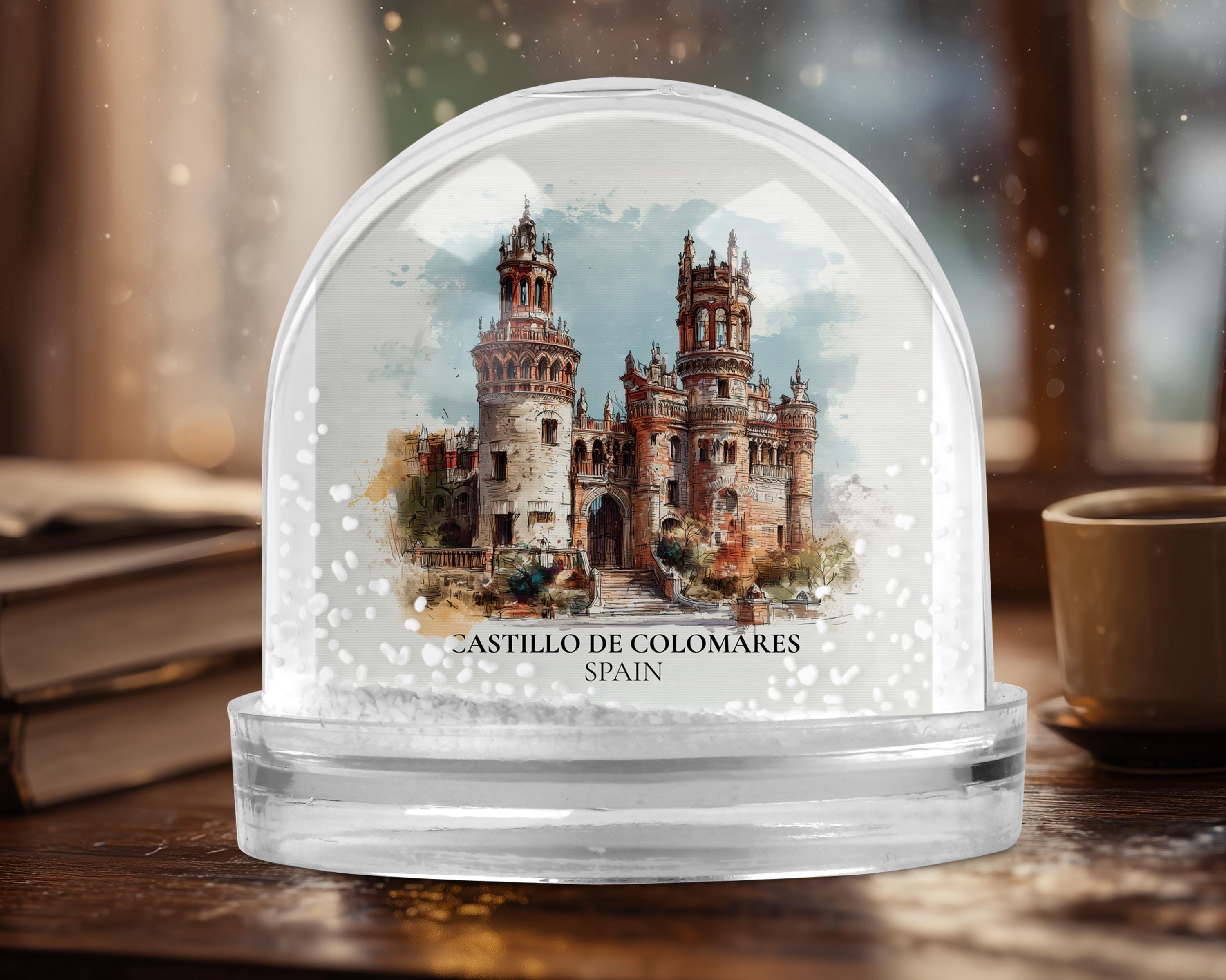 Castillo de Colomares Spain Snow Globe, Personalized Watercolor, Custom Travel Souvenir Keepsake City Dome