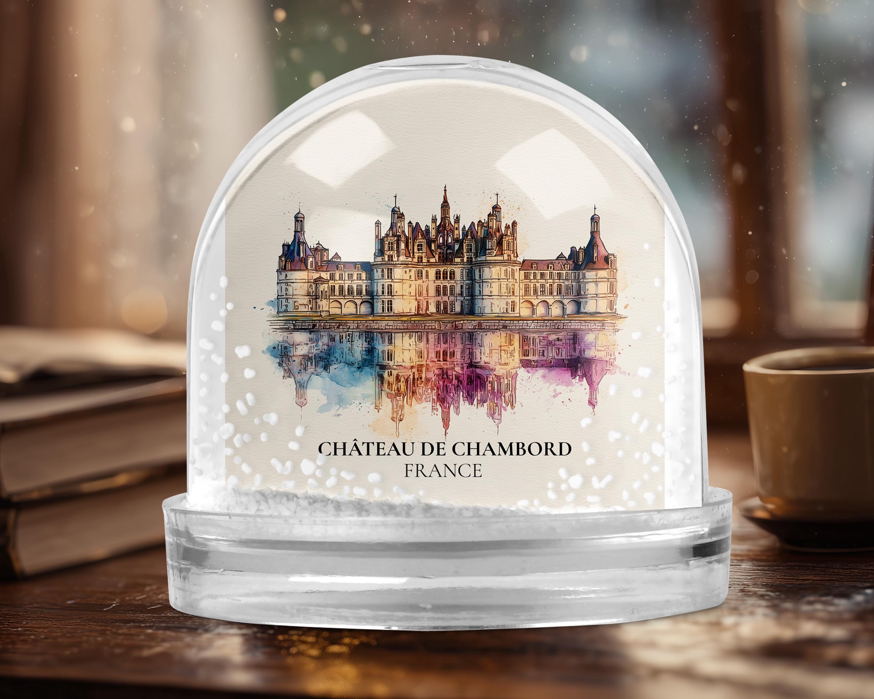 Chateau de Chambord France Snow Globe, Personalized Watercolor, Custom Travel Souvenir Keepsake City Dome