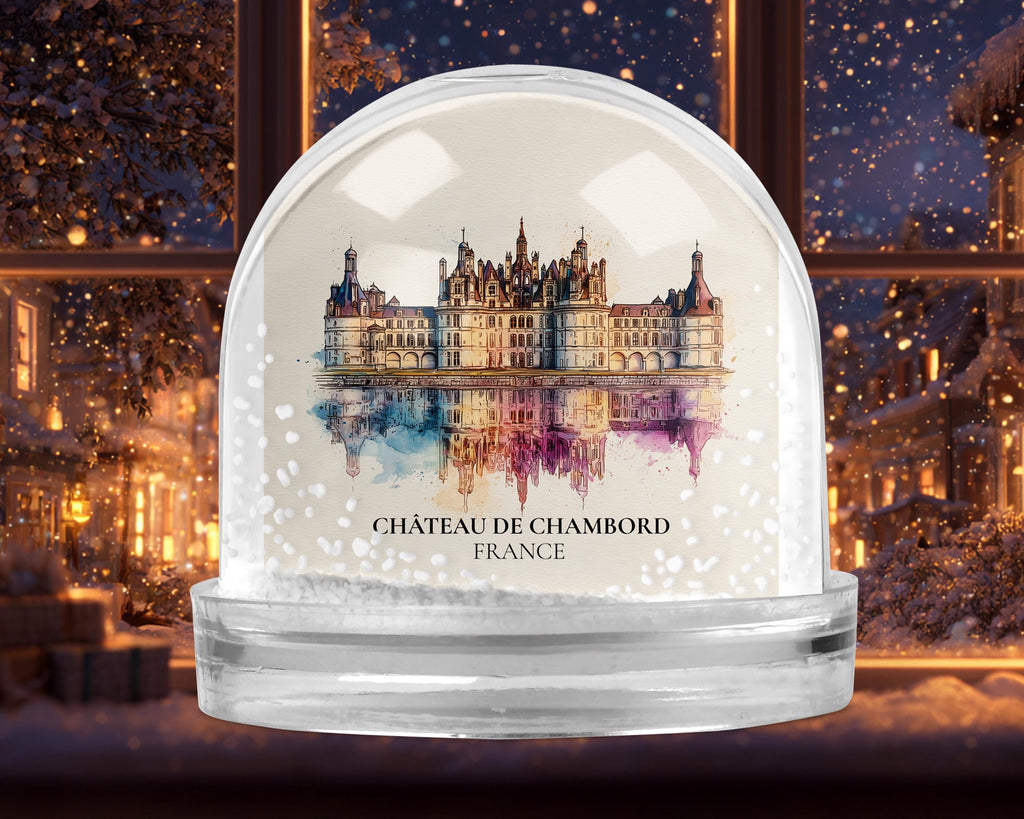 Chateau de Chambord France Snow Globe, Personalized Watercolor, Custom Travel Souvenir Keepsake City Dome