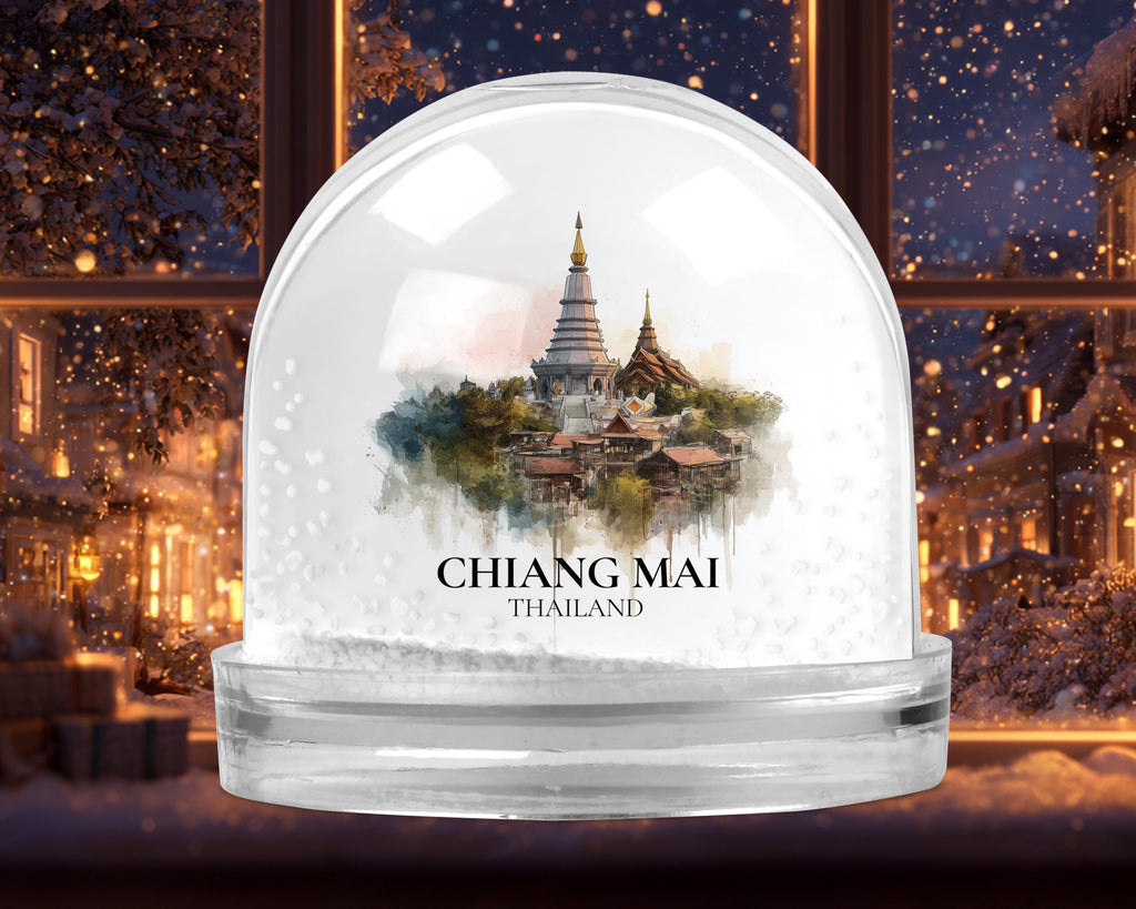 Chiang Mai Thailand Snow Globe, Personalized Watercolor, Custom Travel Souvenir Keepsake City Dome