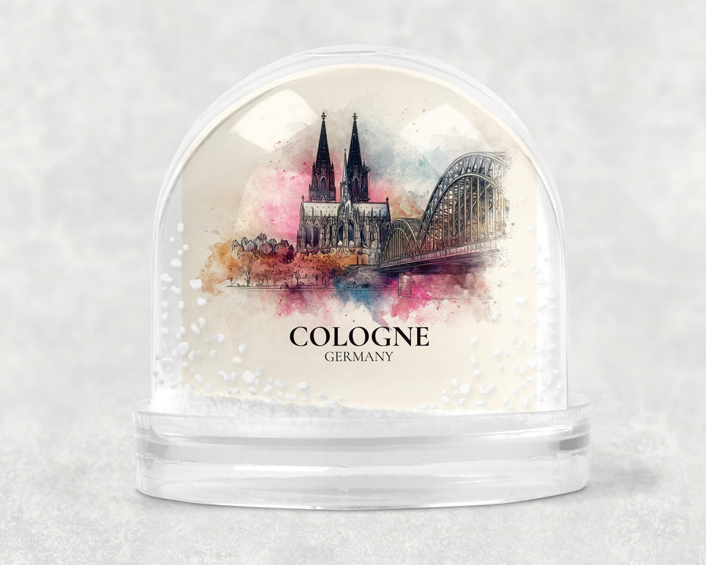 Cologne Germany Snow Globe, Personalized Watercolor, Custom Travel Souvenir Keepsake City Dome