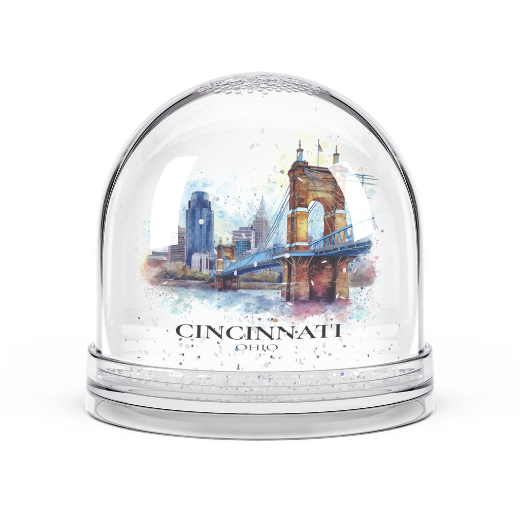 Cincinnati Ohio Snow Globe, Personalized Watercolor, Custom Travel Souvenir Keepsake City Dome