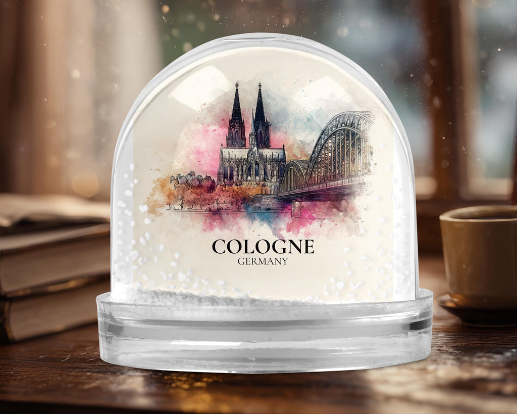 Cologne Germany Snow Globe, Personalized Watercolor, Custom Travel Souvenir Keepsake City Dome