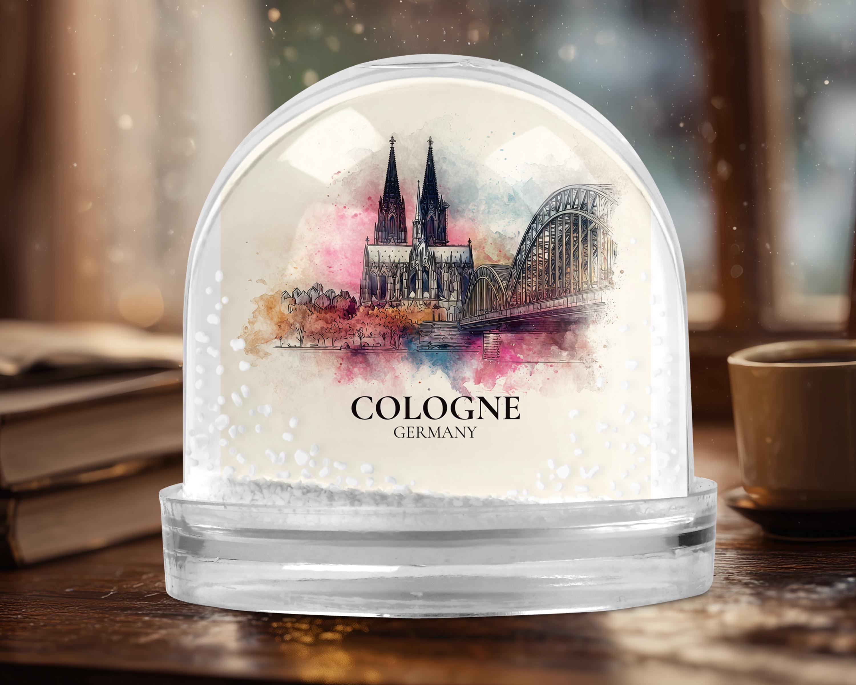 Cologne Germany Snow Globe, Personalized Watercolor, Custom Travel Souvenir Keepsake City Dome