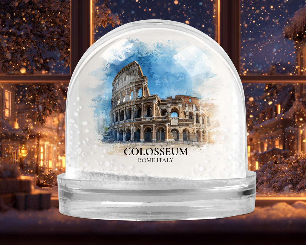 Colosseum Italy Snow Globe, Personalized Watercolor, Custom Travel Souvenir Keepsake City Dome
