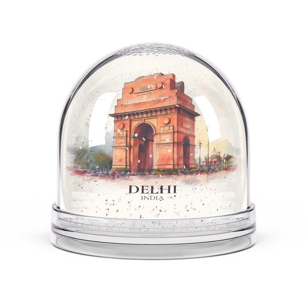 Delhi India2 Snow Globe, Personalized Watercolor, Custom Travel Souvenir Keepsake City Dome