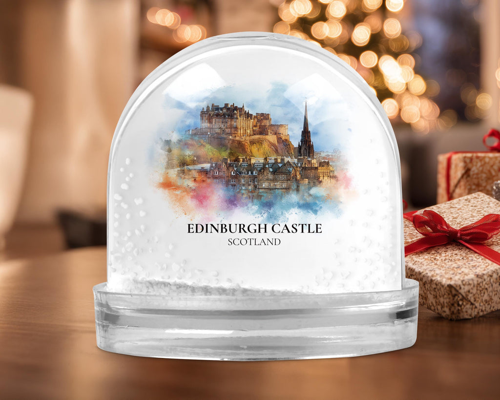 Edinburgh Snow Globe Scotland, Personalized Watercolor, Custom Travel Souvenir Keepsake City Dome