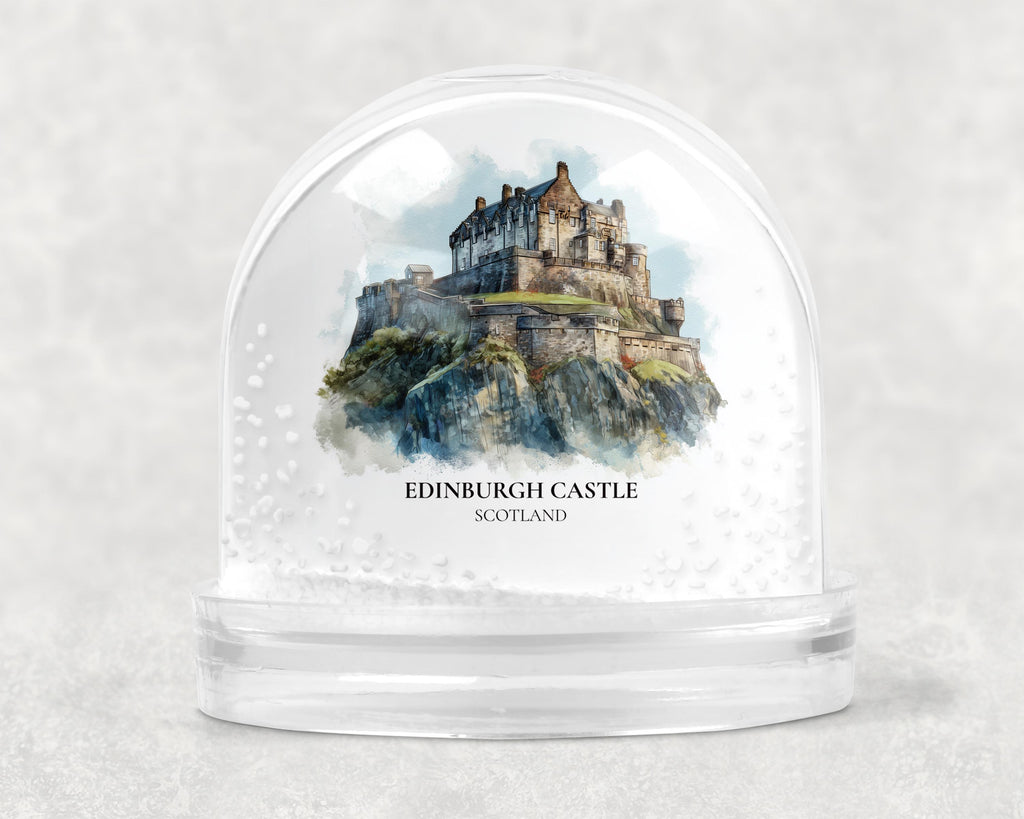 Edinburgh Castle Scotland Snow Globe, Personalized Watercolor, Custom Travel Souvenir Keepsake City Dome