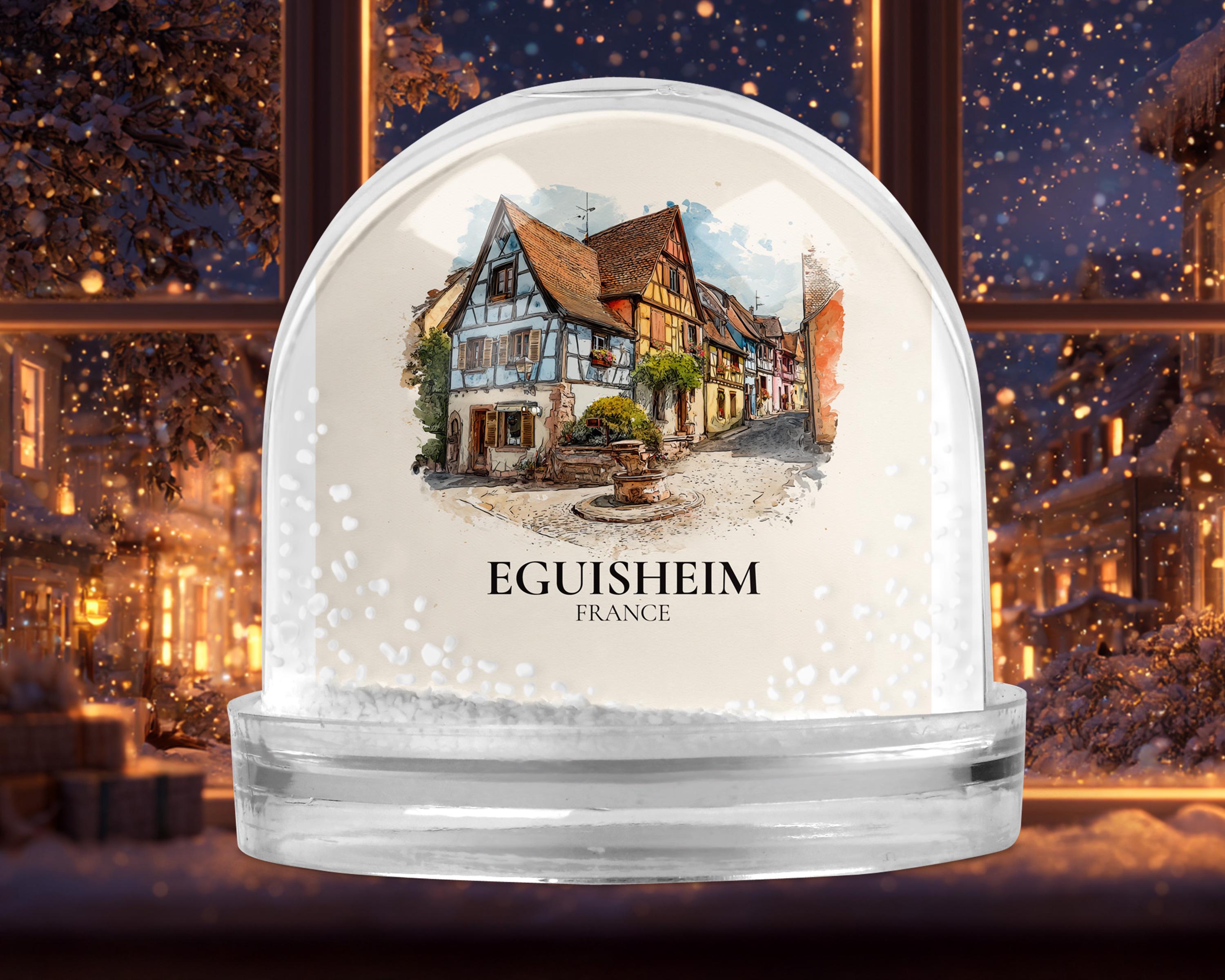 Eguisheim France Snow Globe, Personalized Watercolor, Custom Travel Souvenir Keepsake City Dome
