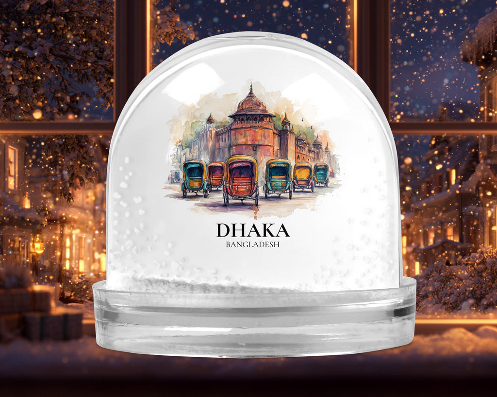 Dhaka Bangladesh Snow Globe, Personalized Watercolor, Custom Travel Souvenir Keepsake City Dome