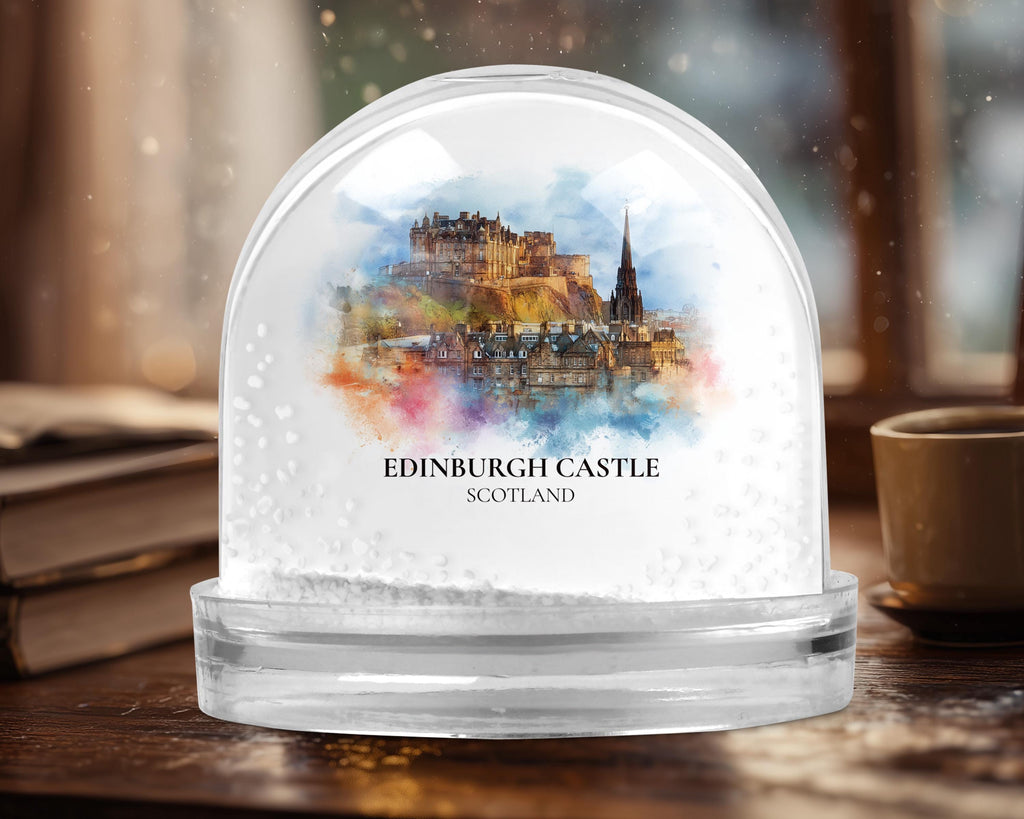 Edinburgh Snow Globe Scotland, Personalized Watercolor, Custom Travel Souvenir Keepsake City Dome