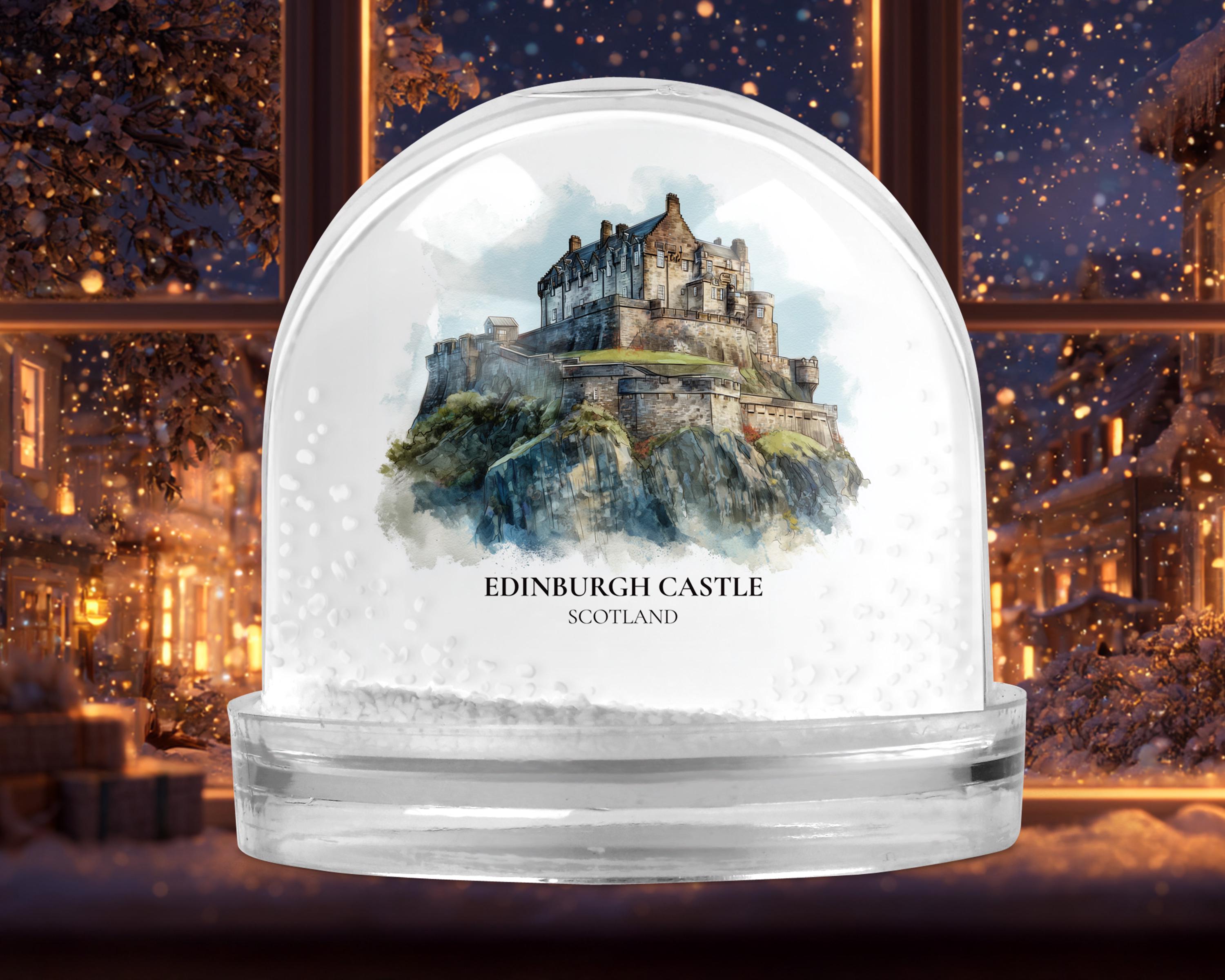 Edinburgh Castle Scotland Snow Globe, Personalized Watercolor, Custom Travel Souvenir Keepsake City Dome