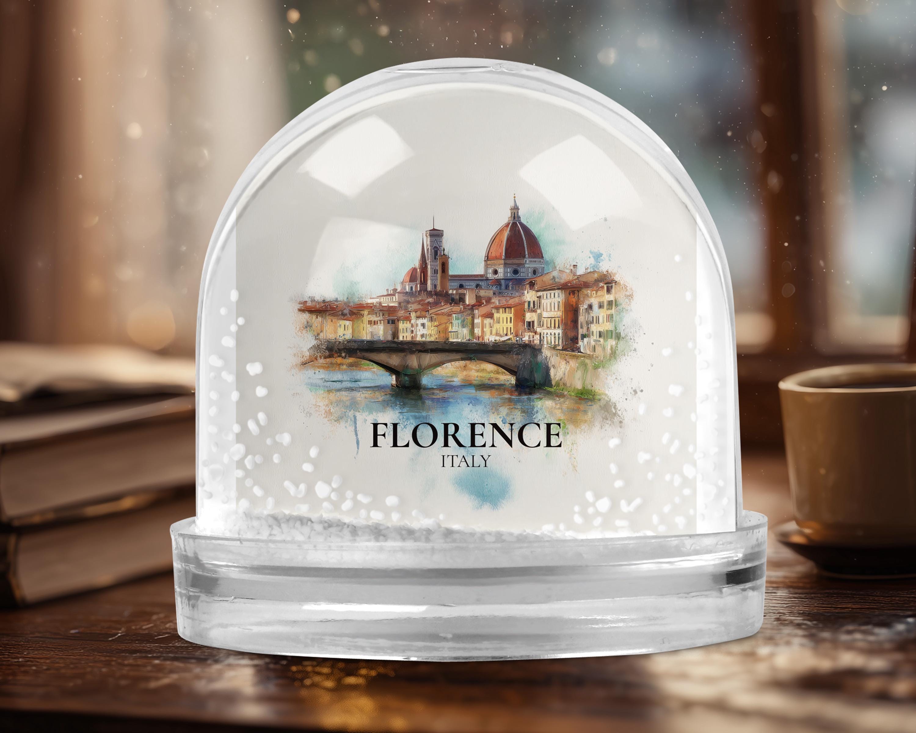 Florence Snow Globe Italy, Personalized Watercolor, Custom Travel Souvenir Keepsake City Dome