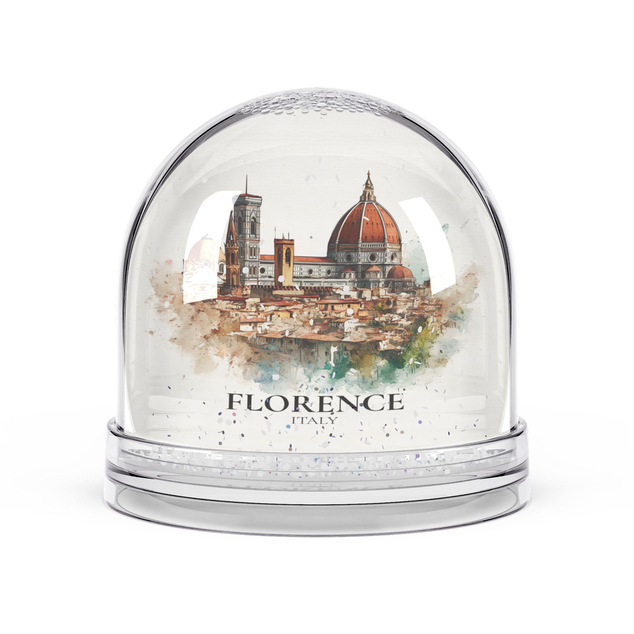 Florence Italy Snow Globe, Personalized Watercolor, Custom Travel Souvenir Keepsake City Dome