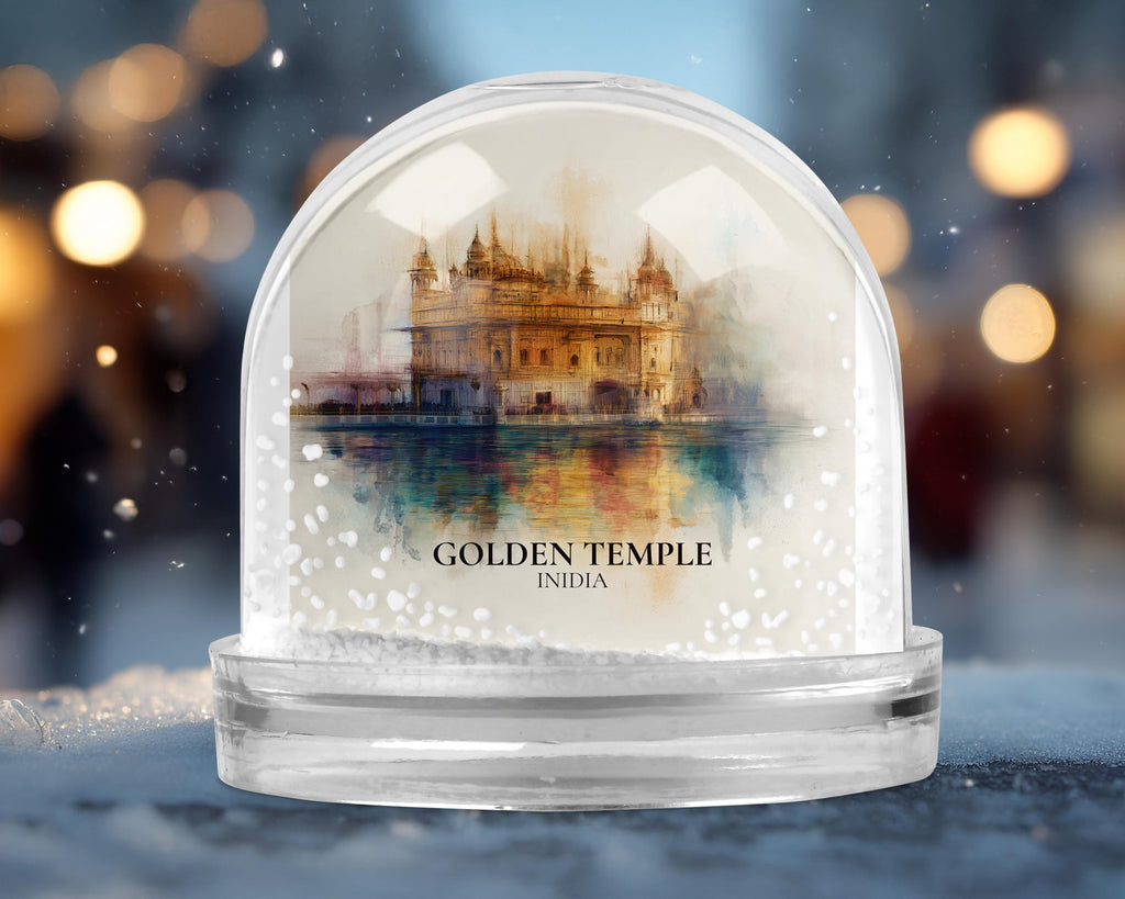 Golden Temple India Snow Globe, Personalized Watercolor, Custom Travel Souvenir Keepsake City Dome