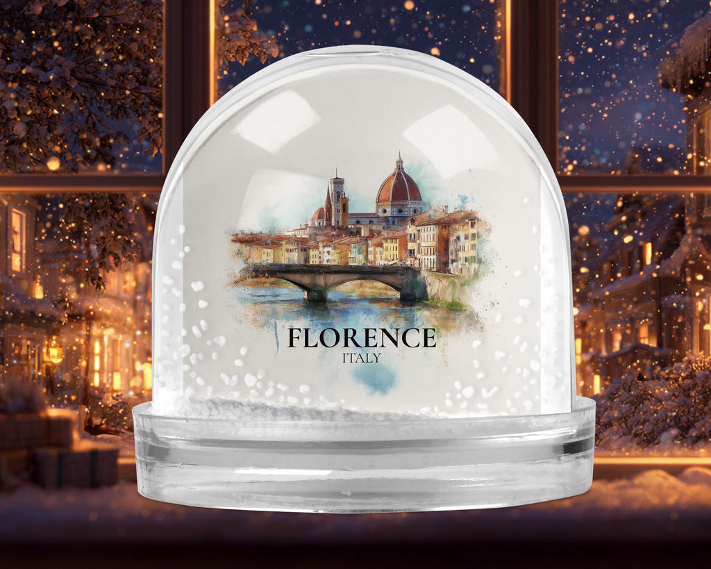 Florence Snow Globe Italy, Personalized Watercolor, Custom Travel Souvenir Keepsake City Dome