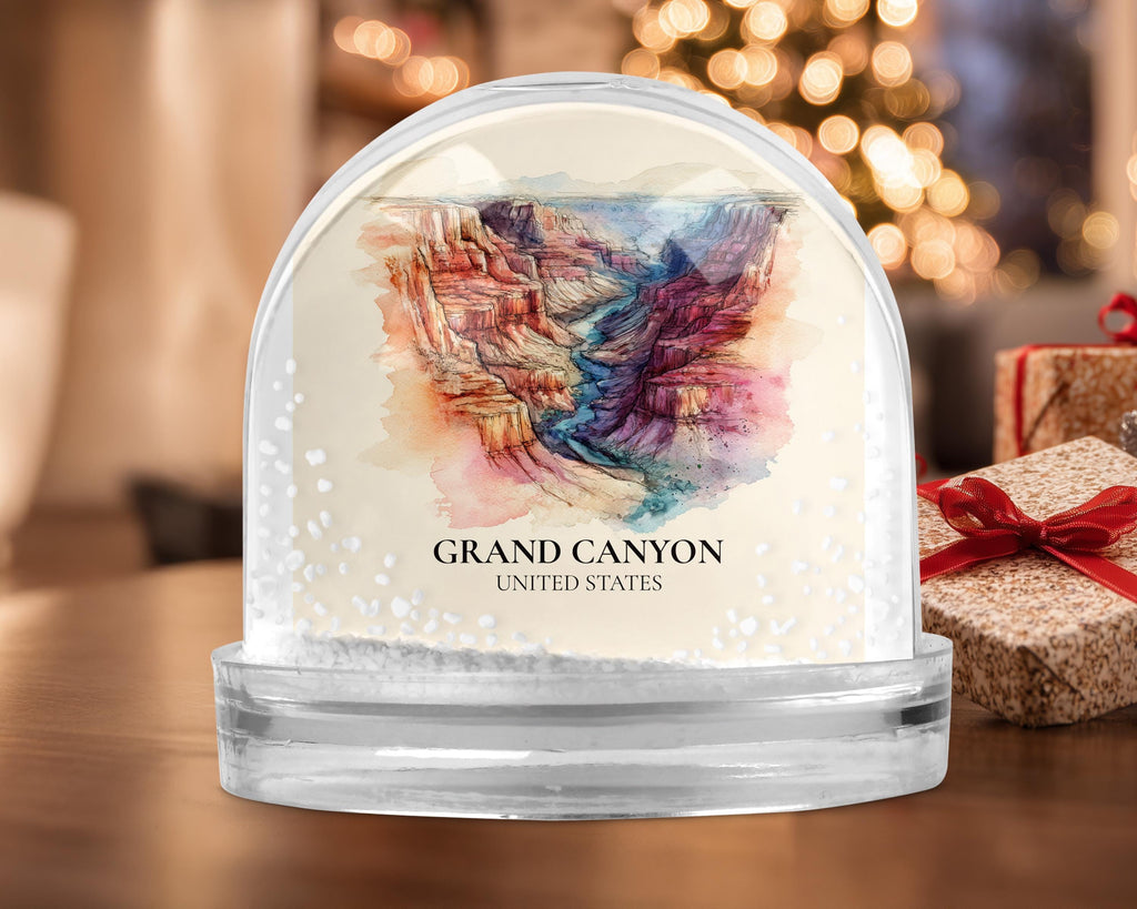 Grand Canyon United States Snow Globe, Personalized Watercolor, Custom Travel Souvenir Keepsake City Dome