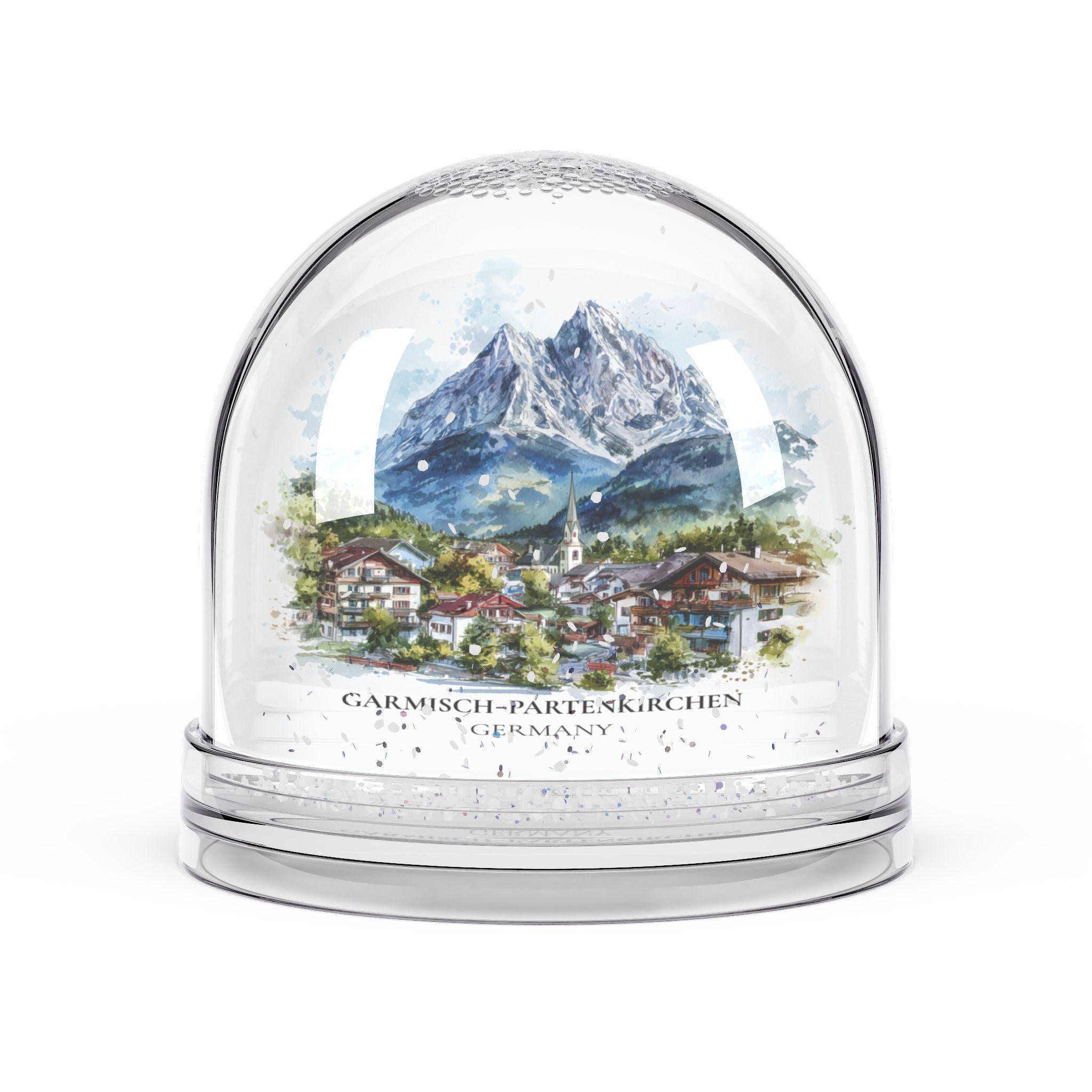 Garmisch Partenkirchen Germany Snow Globe, Personalized Watercolor, Custom Travel Souvenir Keepsake City Dome