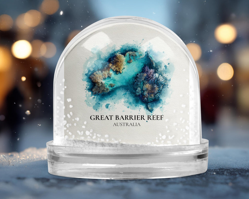 Great Barrier Reef Australia Snow Globe, Personalized Watercolor, Custom Travel Souvenir Keepsake City Dome