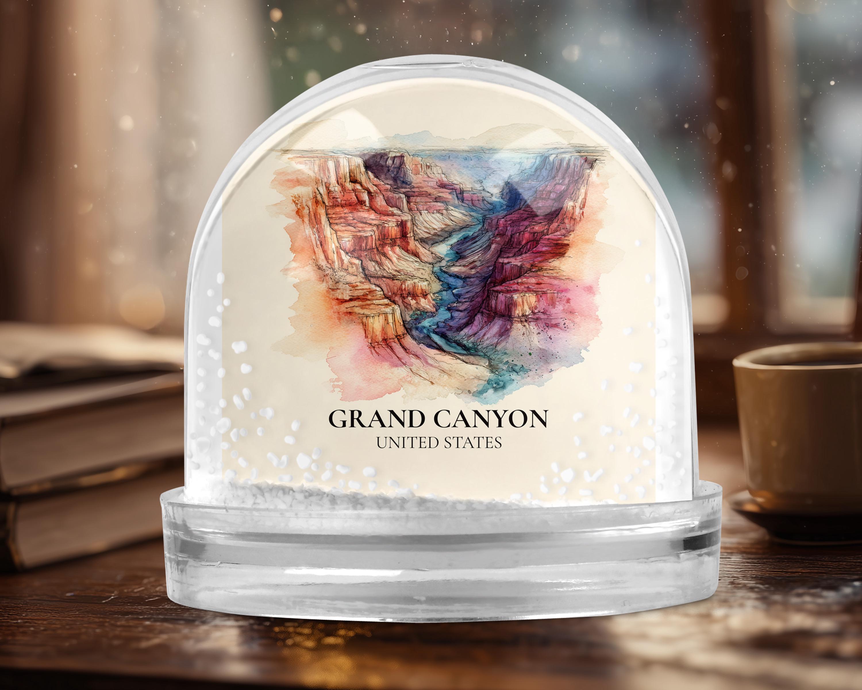 Grand Canyon United States Snow Globe, Personalized Watercolor, Custom Travel Souvenir Keepsake City Dome