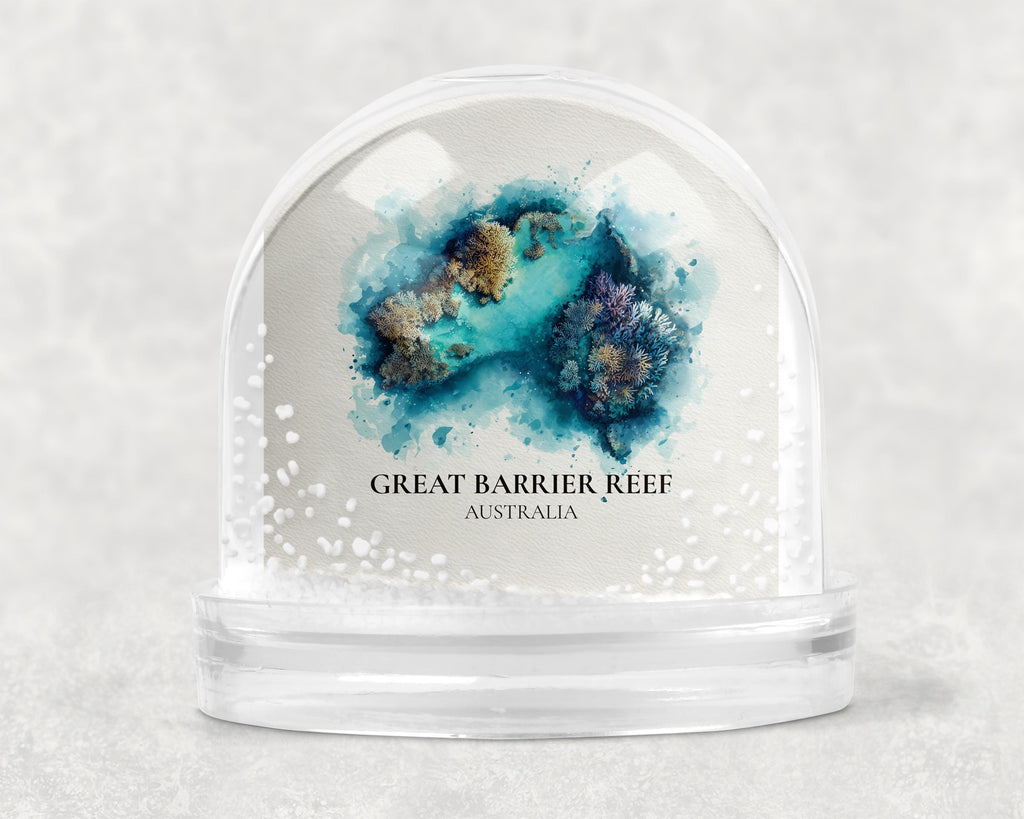 Great Barrier Reef Australia Snow Globe, Personalized Watercolor, Custom Travel Souvenir Keepsake City Dome