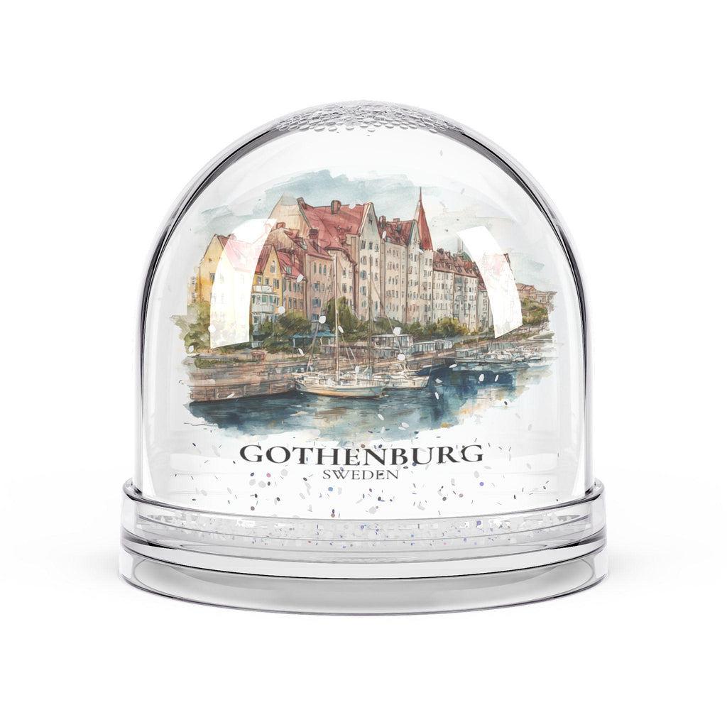 Gothenburg Sweden Snow Globe, Personalized Watercolor, Custom Travel Souvenir Keepsake City Dome