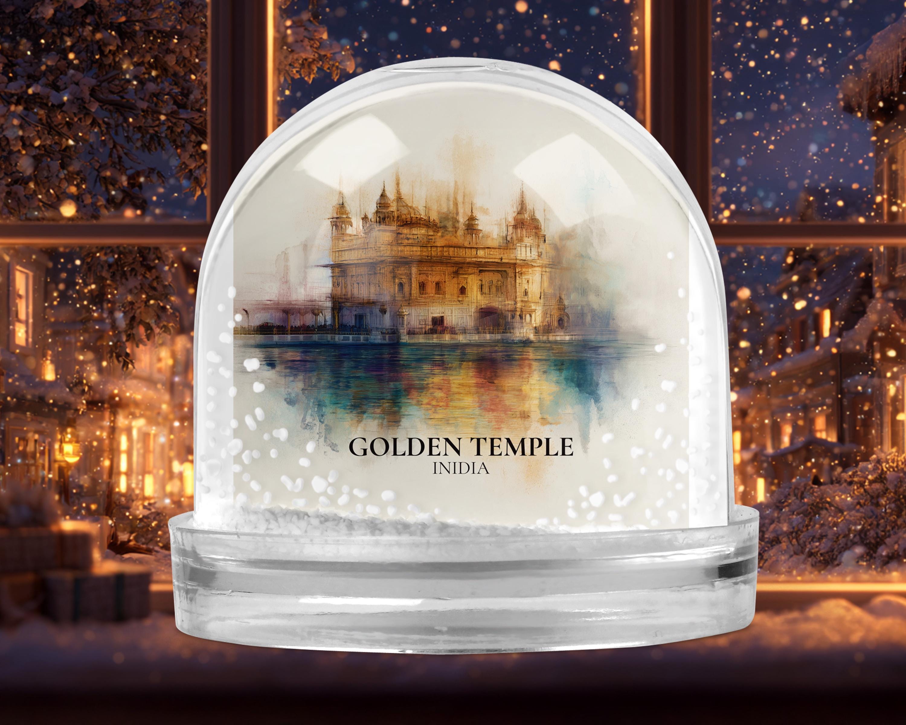 Golden Temple India Snow Globe, Personalized Watercolor, Custom Travel Souvenir Keepsake City Dome